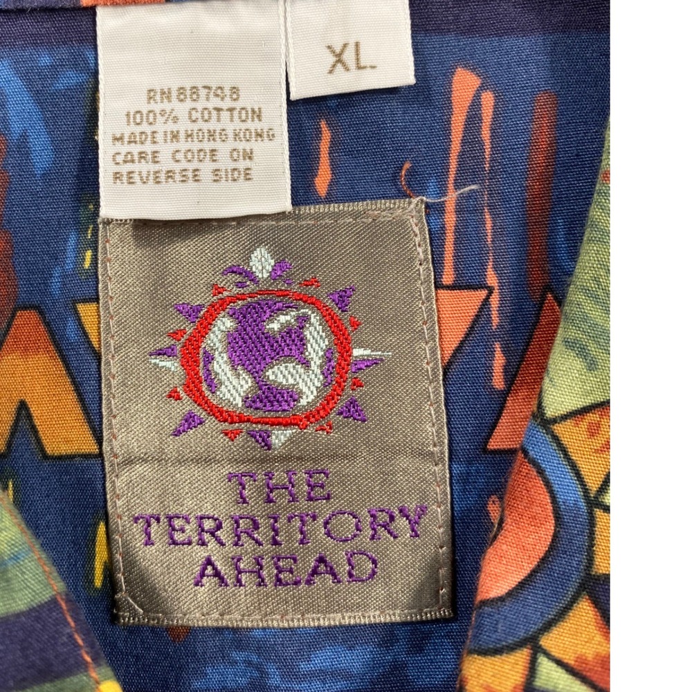The Territory Ahead XL Southwest Aztec Shirt Bold Print Cotton Button Up - Picture 8 of 12